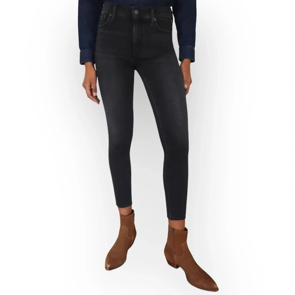 Denim Forum The Nico Mid Rise Skinny Crop  in Black 26 - Picture 1 of 9